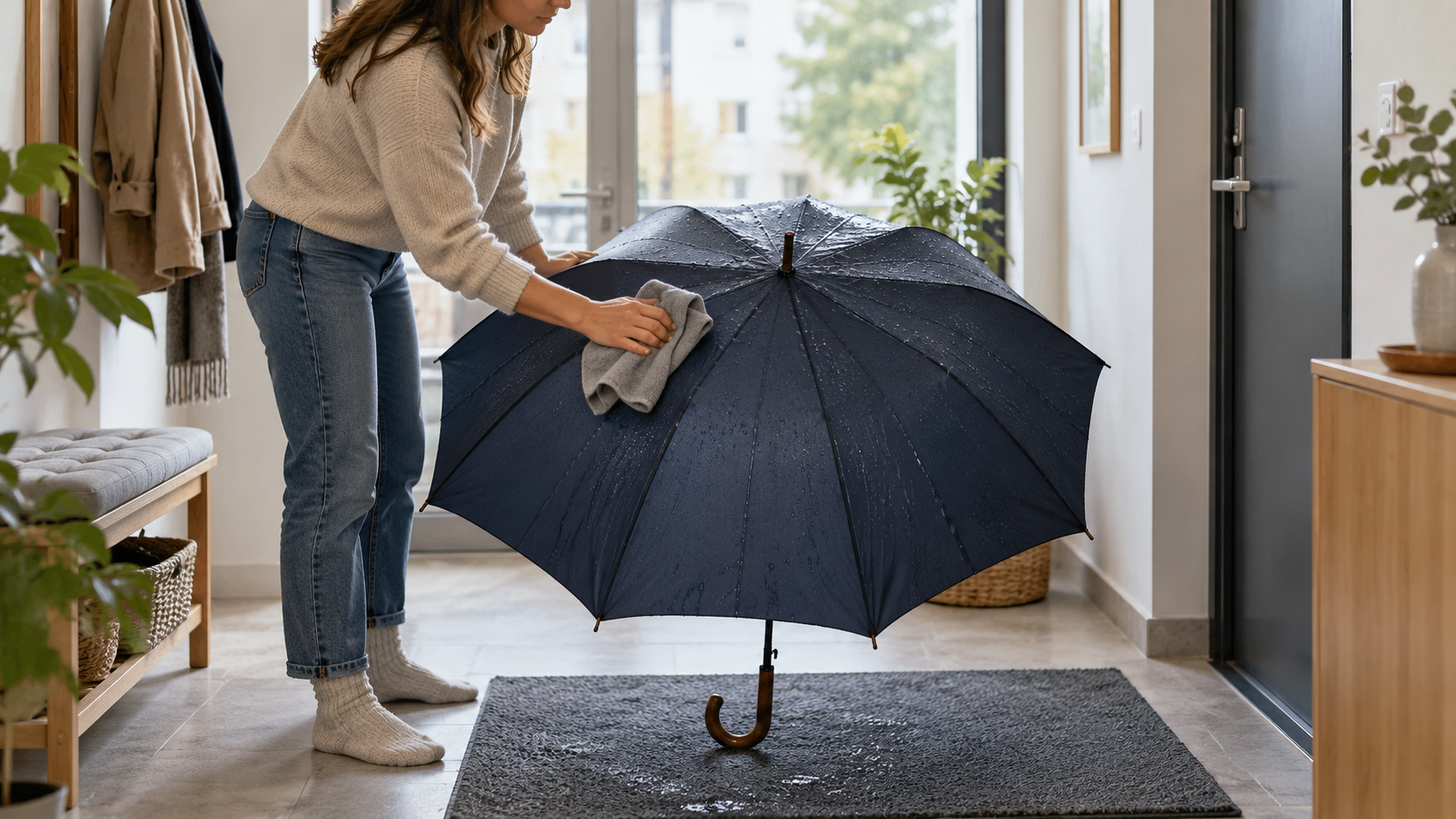 Cum usuci și păstrezi umbrela după ploaie, fără să o închizi umedă